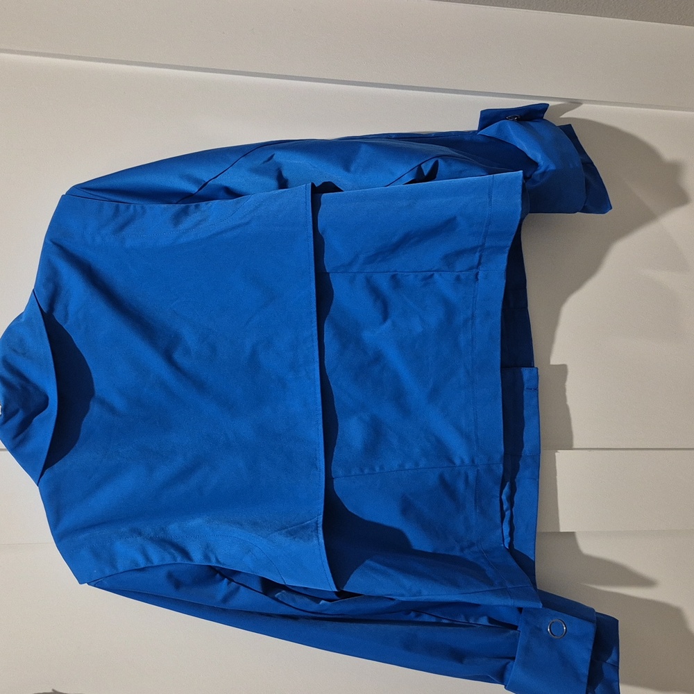 Trendy Blue Half Trench Coast Unisex - Picture 7 of 7